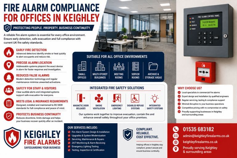 Fire Alarm Compliance for Offices in Keighley – What Businesses Need to Know